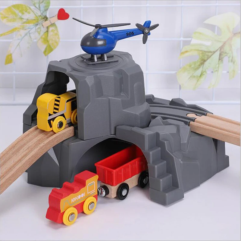 

Plastic Grey Double Tunnel Wooden Train Track Accessories For Tunnel Track Train