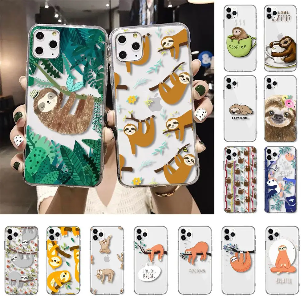 

Caffeinated Sloth animal TPU Phone Case Cover Shell for iPhone 11 Pro XS MAX XR 8 7 6 6S Plus X 5 5S SE 12 mini 12proMax