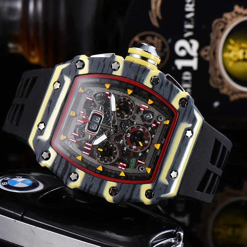 

Automatic Men's Watch Fashion Tonneau-shaped Luxury Watch Six-hand Multi-function Quartz Watch Relojes Para Hombre Reloj Hombre