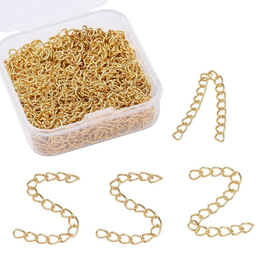 

100pcs/set 7mm metal long Open Link chain Extended chain extension Necklace bracelet Chains For diy Jewelry Making accessories