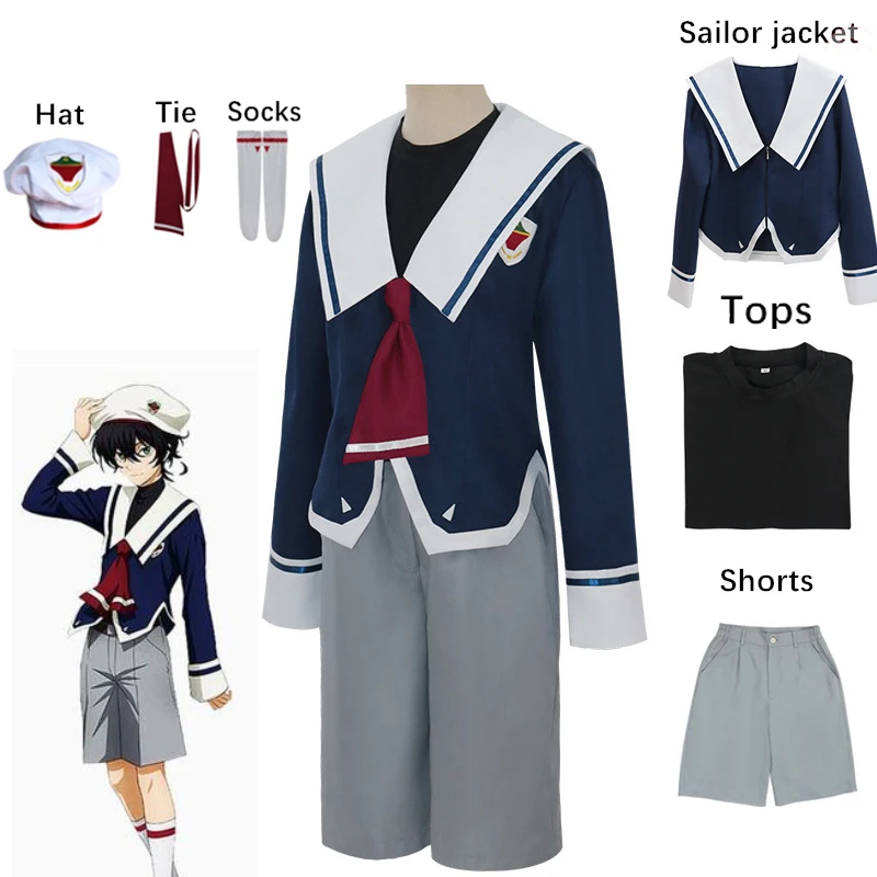 

7PCS SK8 The Infinity Anime Miya Chinen Cosplay Short Wigs Sportswear sailor JK uniform Party Outfits SK Eight Sui Costume