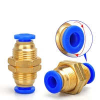 pm air pneumatic straight bulkhead union 4mm 12mm od hose tube one touch push into gas connector brass quick fitting