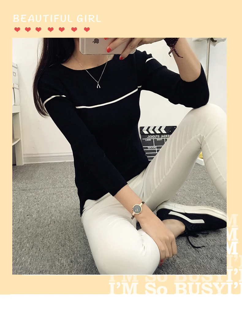 OHCLOTHING полосатый свитер с воротником, свитер, Осеннее тонкое пальто, платье, женская рубашка, осенняя Женская куртка