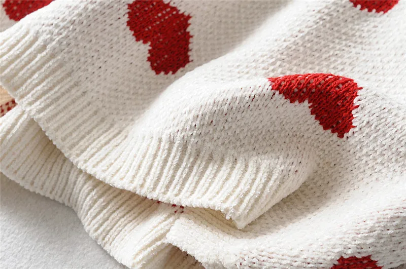 

Women Long Sleeve Heart Print Sweater Fashion Loose Knitted Tops Fall Winter Warm O-neck Sweater Loose Causal Pullover 2020 New