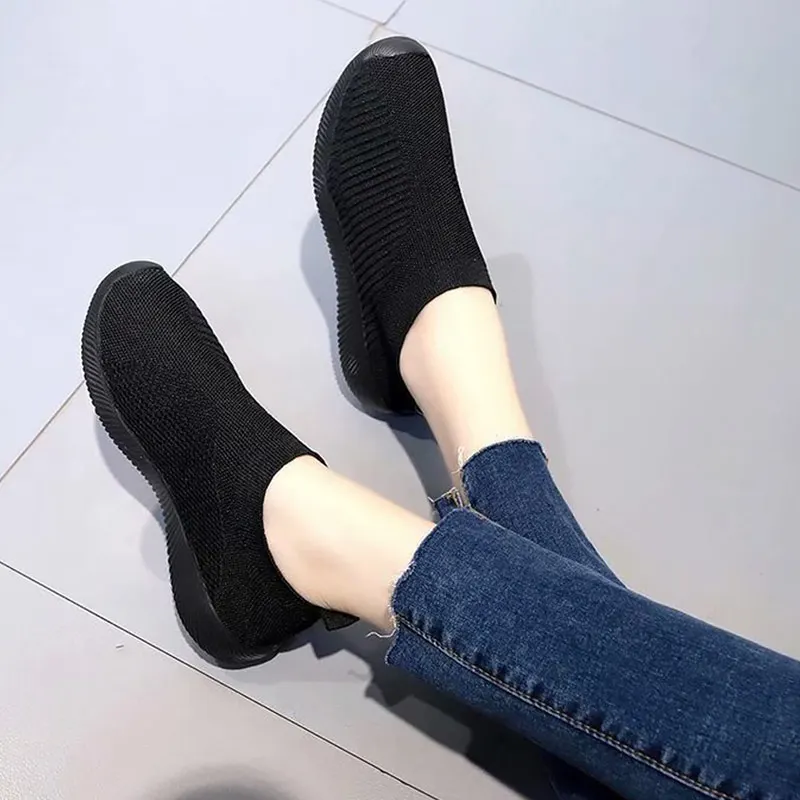 Женские кроссовки носки женские вязаные дышащие для тенниса повседневные с
