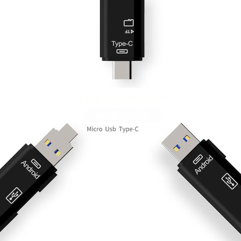 3 в 1 type-c Micro USB OTG кард-ридер флэш-накопитель высокоскоростной USB2.0 Универсальный