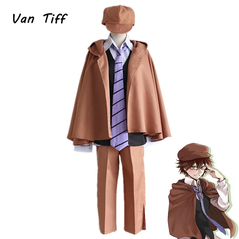 

Костюм для косплея аниме «бродячие псы», Униформа, жилет, брюки, плащ, полный комплект, парики, мужские волосы для мальчиков, карнавал на Хэлл...