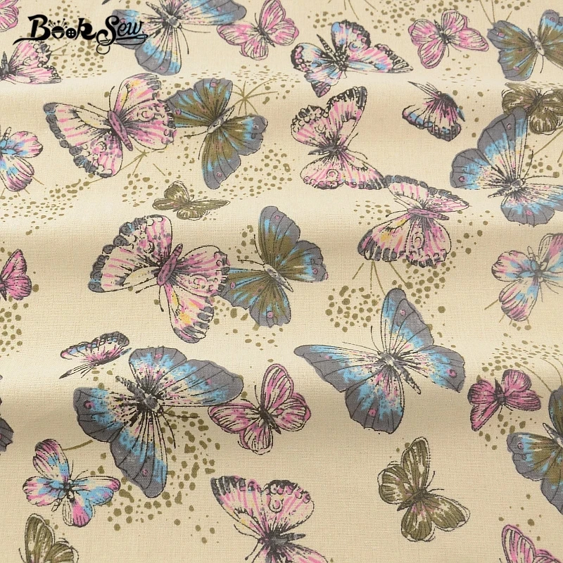 Booksew хлопок белье Ткань красивая бабочка Дизайн Вышивание Материал для скатерти