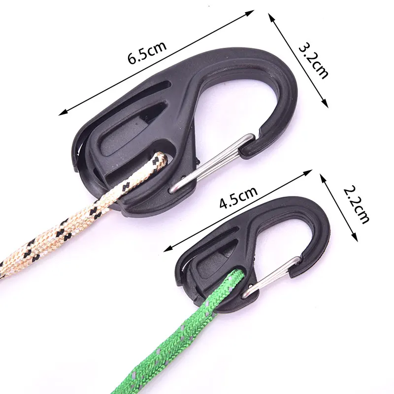

2pcs Cord Tightener Lightweight Tie-Down Rope Carabiner Hook Tool Tent Fastener Outdoor Camping Tent Accessory