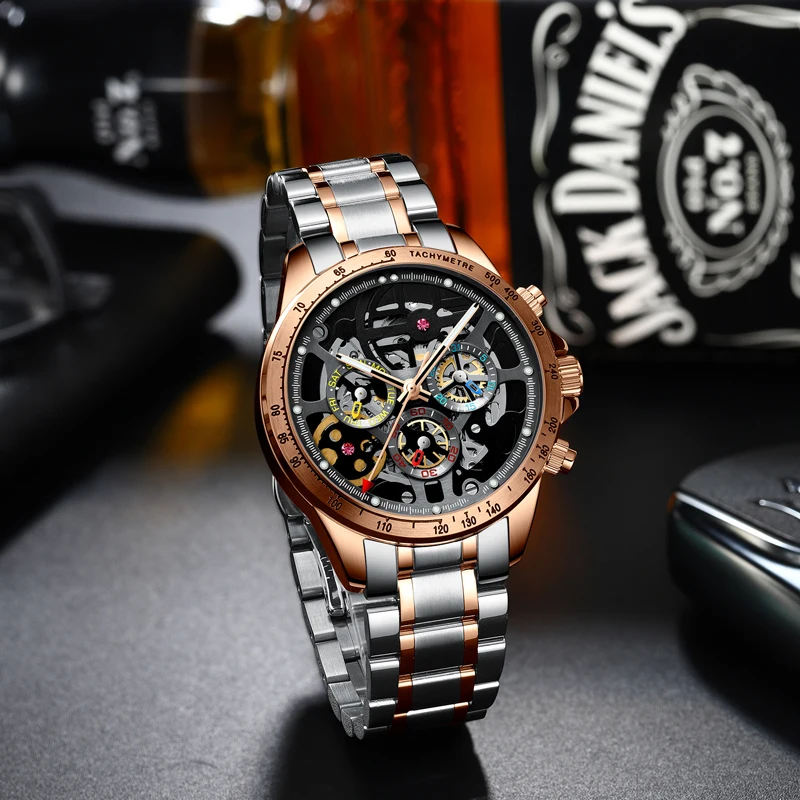

2020 New Top Fashion Brand Automatic Skeleton Watch Business Men Watches Luxury Mechanical Sports For Wrist Watch HAIQIN DESIGN