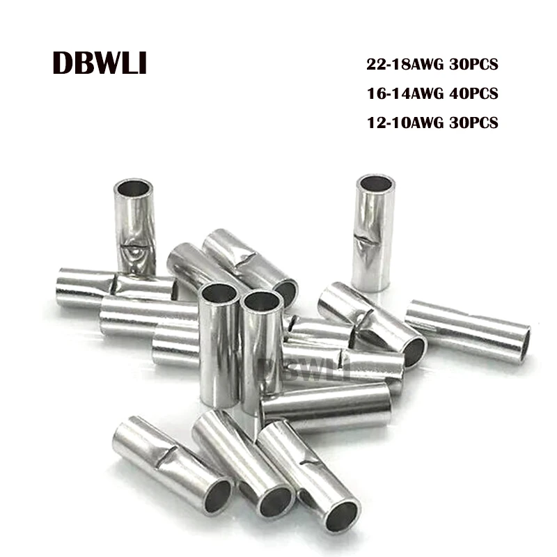 100PCS set 100/50 шт./лот прикладочная проволока соединитель AWG 22-10 Медь Луженая сращивания обжимной терминал рукав голый зажимы-клеммы Комплект разъемов - Цвет: 100PCS set
