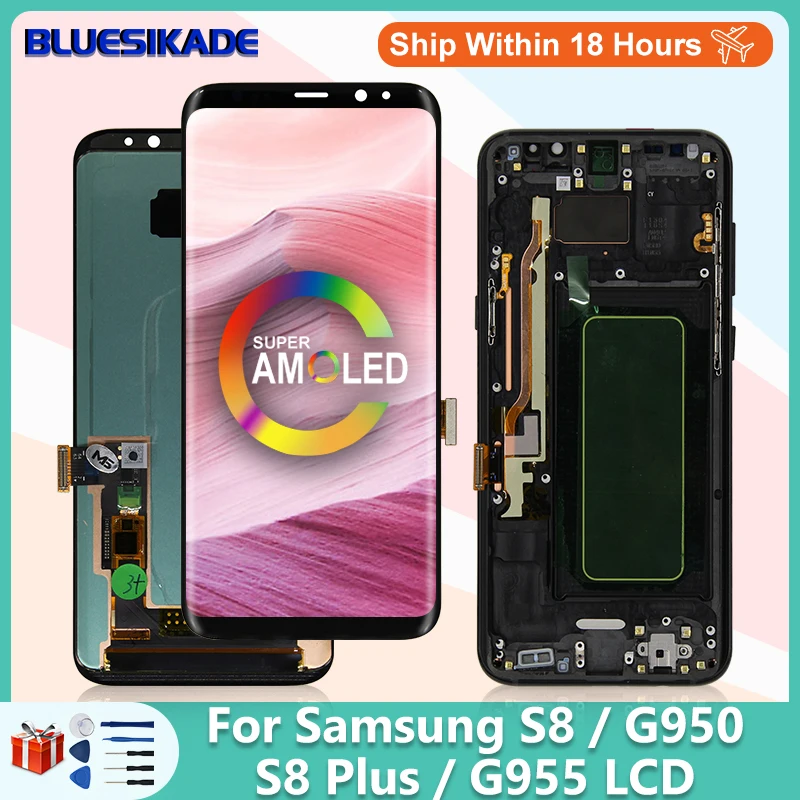 

Original For Samsung Galaxy S8 LCD Display SM-G950F G950FD G950W G950P G950 Touch Screen Digitizer Display Replacement Parts
