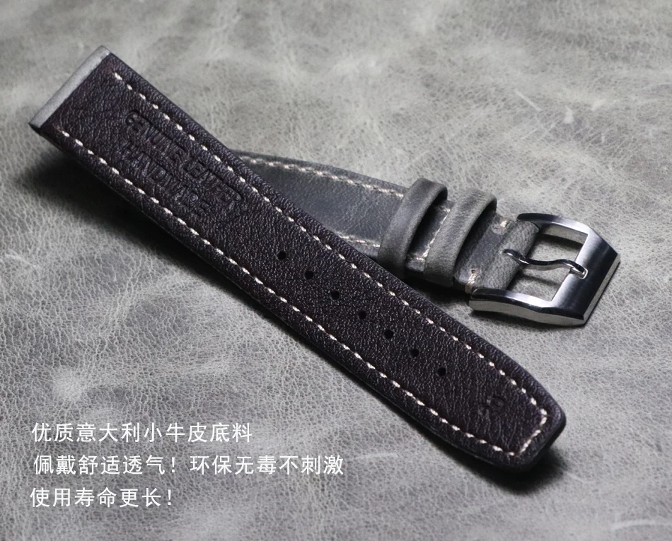20 21 22mm Vintage Crazy Horse Leather Wristband Watch Bands high quality belt Strap Handmade Bracelet watch accessories | Наручные часы