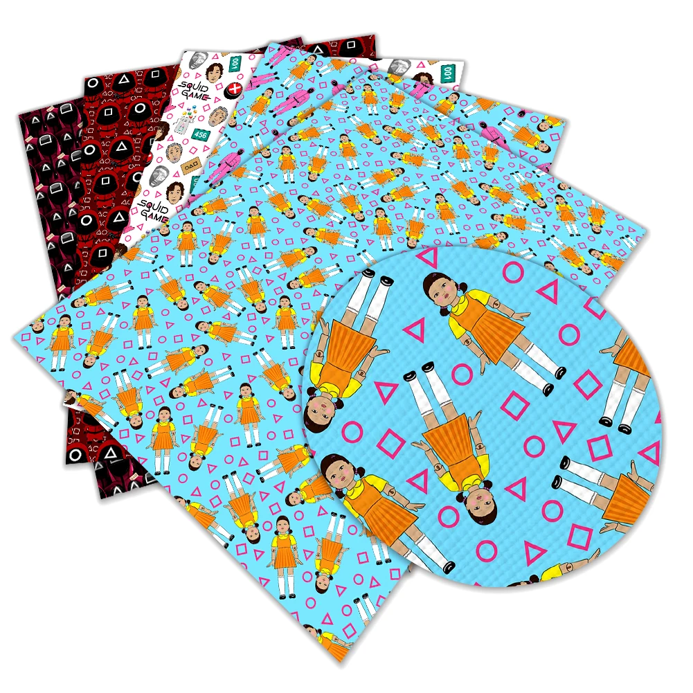 

Лист из искусственной кожи с мультяшным принтом кальмара, 30X22 см