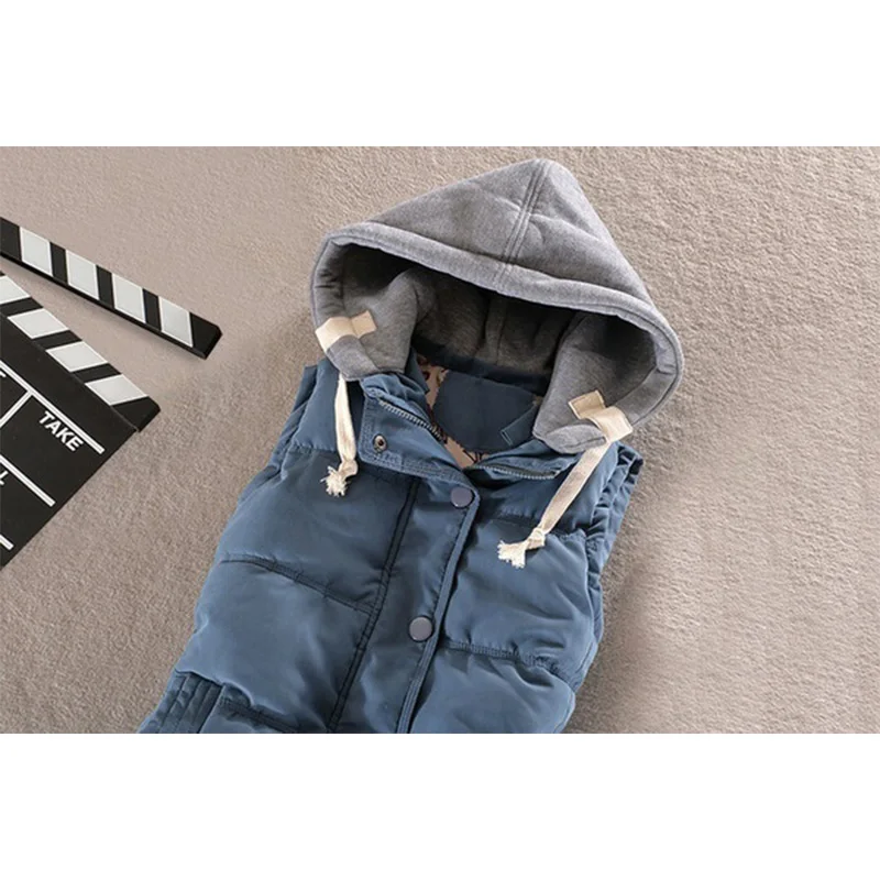 Модный новый бренд Демисезонный Для женщин жилет теплый хлопковый с капюшоном на