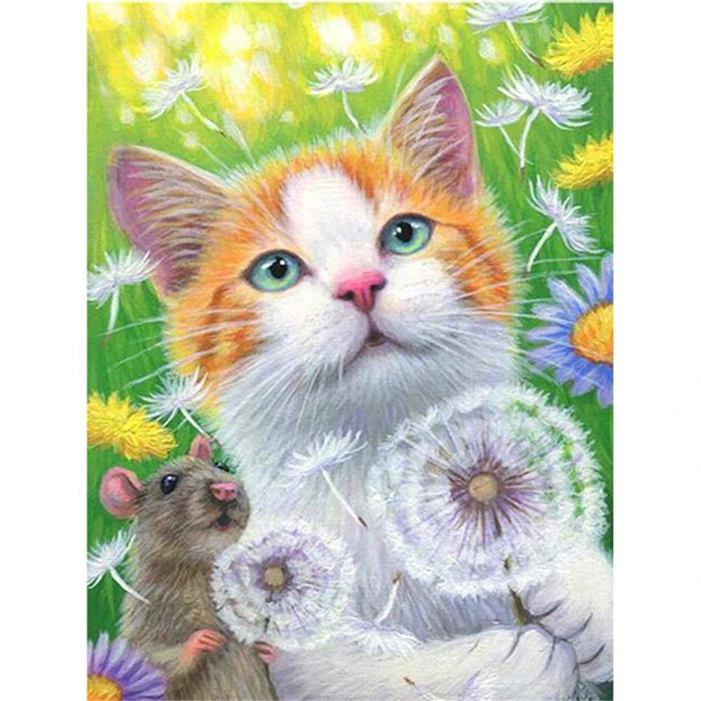 Lovely Cat Animal Pre-Printed 11CT Cross Stitch DIY Embroidery Patterns DMC Threads Needlework Knitting Sewing Hobby    Jewelry