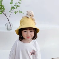 children caps korea cartoon stuffed bear kids baby bucket basin hats travel panama beach boys girls fisherman hat