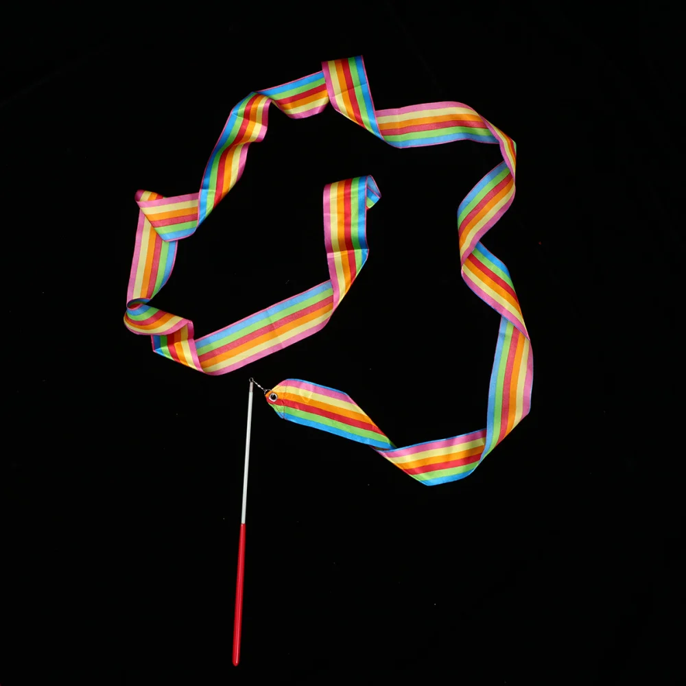 

12pcs 2 Meters Rhythmic Art Gymnastics Ribbon with Stick Children Dancing Streamers Riband Rod for Gymnastics
