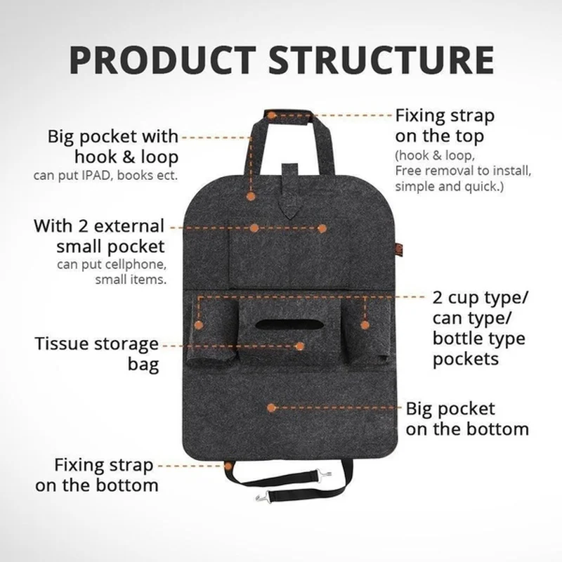 

Car Seat Back Multi-Pocket Storage Bag Organizer Holder Accessory Car Foldable Storage Organization Car Carry Bag Car Decoration