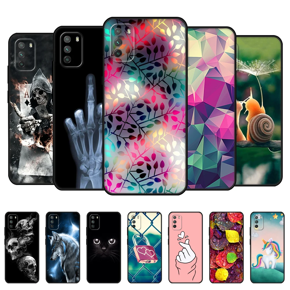 

For Xiaomi Poco M3 Case 6.53" Silicon Soft Phone Back For Poco M3 M 3 PocoM3 Cover Bumper Global POCOPHONE black tpu case Cat