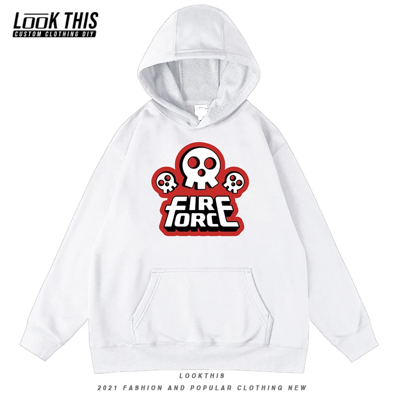 

Толстовка мужская оверсайз с капюшоном с рисунком аниме Fire Force, осень 2021, уличные флисовые Топы в стиле Харадзюку, мужские свитшоты, пуловеры