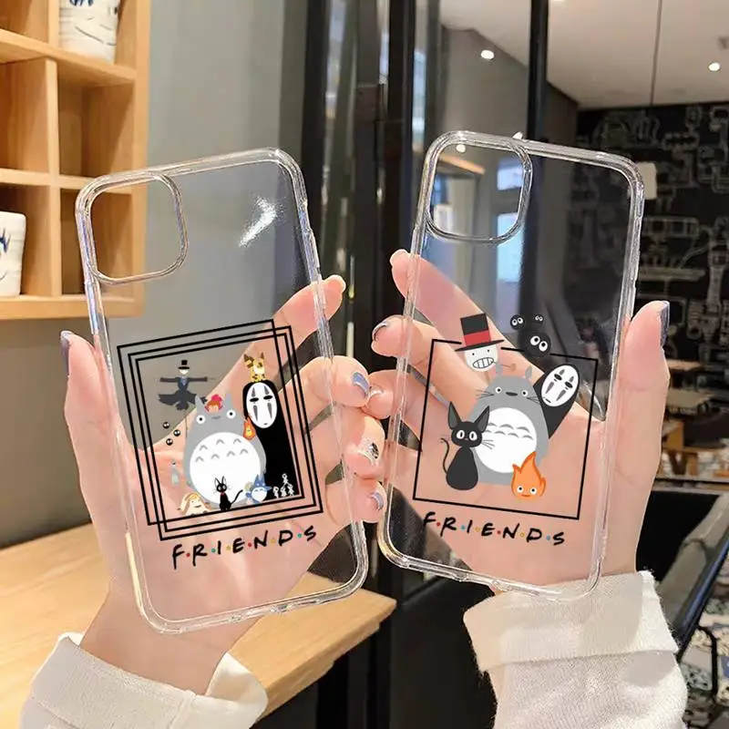 

my neighbor totoro friends Phone Case For iphone 13 12 11 8 7 plus mini x xs xr pro max Transparent soft