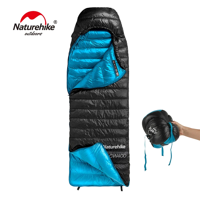 Компактный спальный мешок NatureHike с гусиным пухом и капюшоном ультралегкий для