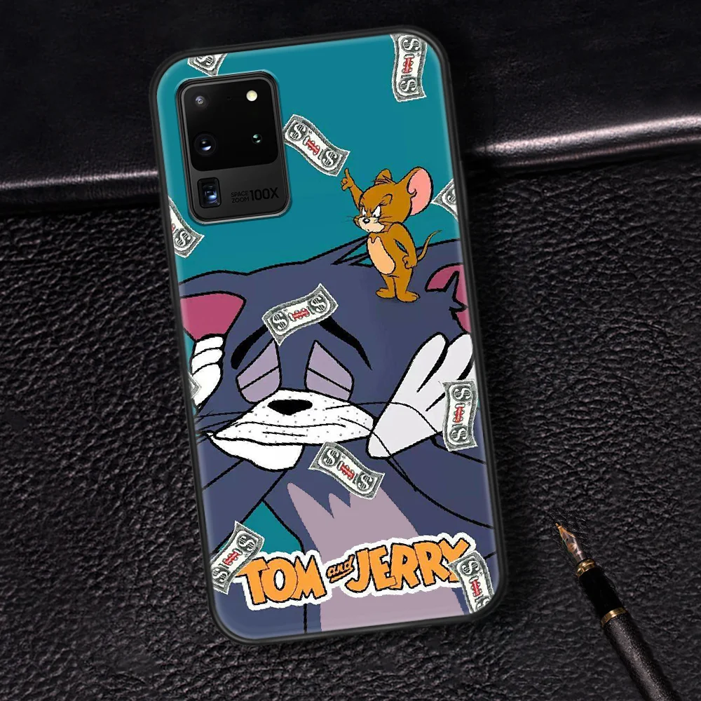 

Cute Cartoon Tom Cat Jerry Phone Case Cover Hull For Samsung Galaxy S 6 7 8 9 10 e 20 Edge Note 8 9 10 Plus black Bumper Luxury