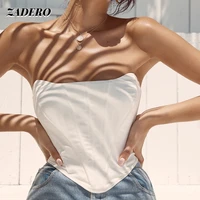 crop top sexy women white tube top off shoulder backless elastic strapless fashion summer new lady slim fit camis tops elegant