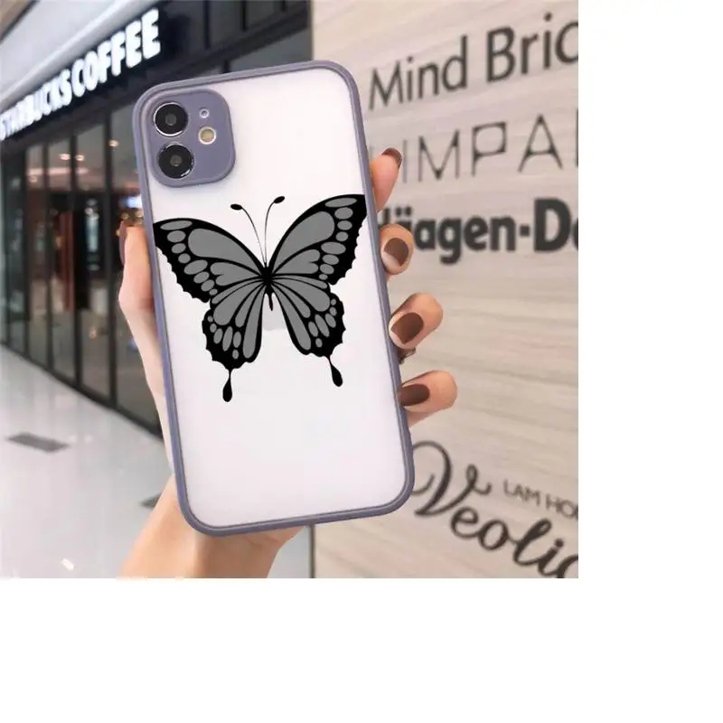 

cute sexy butterfly pink blue Phone Cases Matte transparent For Gray iPhone 12 Mini 11 Pro XR XS Max 7 8 Plus X Back Cover