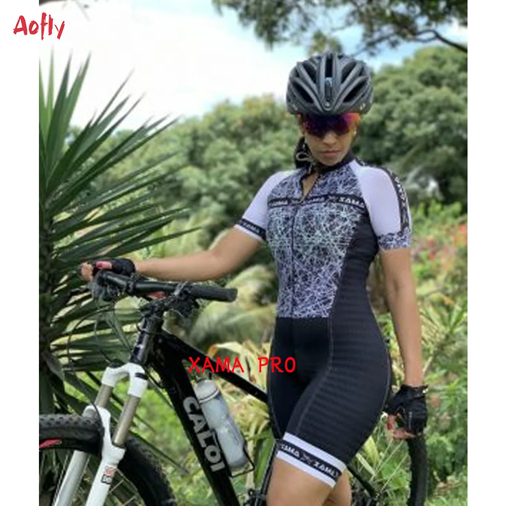 

2021 XAMA Pro Women's Triathlon Suit Short Cycling Clothes Skinsuit Sets Jumpsuit Kit Macaquinho Ciclismo Feminino Maillot Mujer