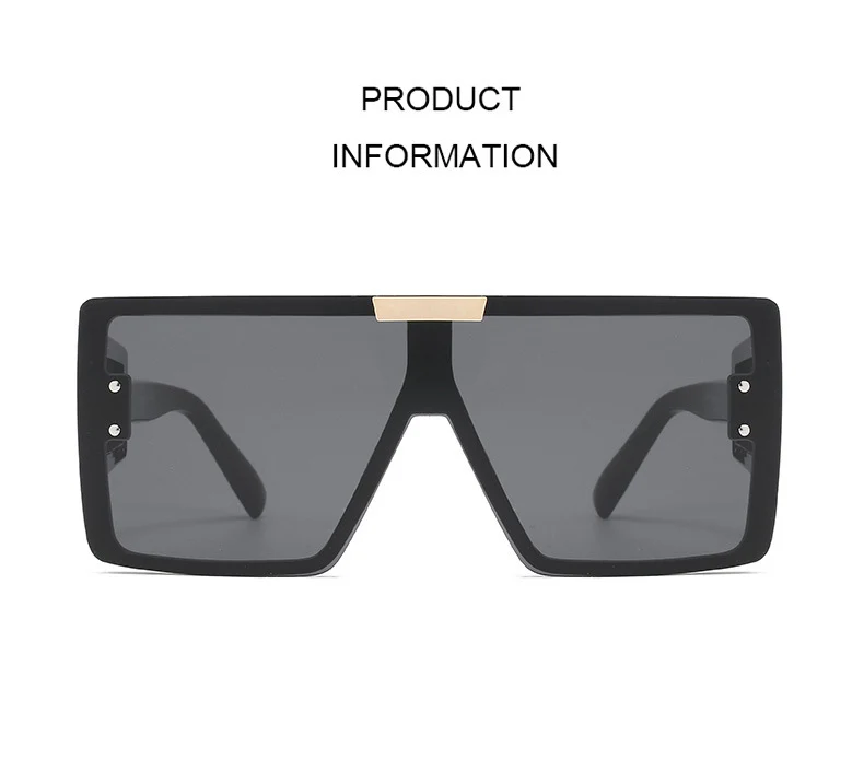 Übergroßen Goggle Platz Sonnenbrille Frauen Marke Steampunk Einem Stück Flachen Top Sonnenbrille Männer Vintage Großen Rahmen Brillen UV400 – Detail 2