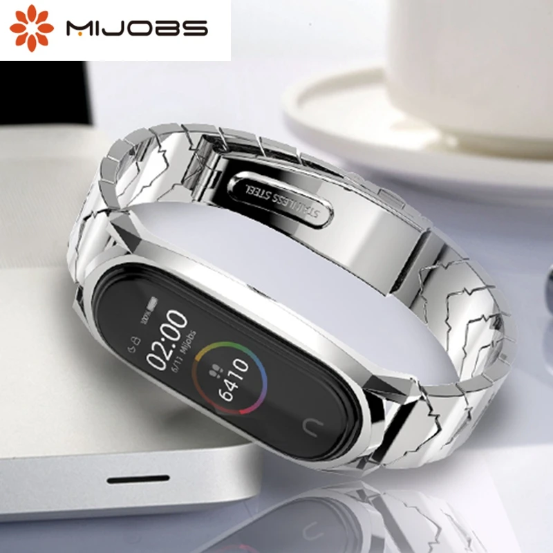 

Mijobs Mi band 5 Strap Metal Stainless Steel Wristbands For XiaoMi Mi Band 3 Compatible Bracelet MiBand 4 3 Mi4 Correa Pulseira