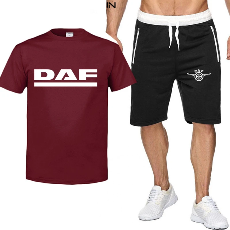 

2021 Summer Men's T-shirt Set 2-piece Men's Sportswear For DAF Suit Printed Short Sleeve + Men's Suit