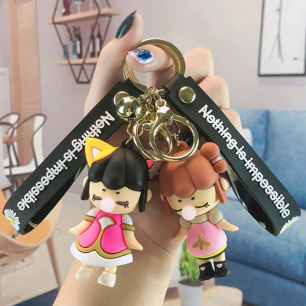 

New Cartoon Girl Keychain Cute Princess Keyring Creative Bag Ornaments Fashion Car Accessories Gifts