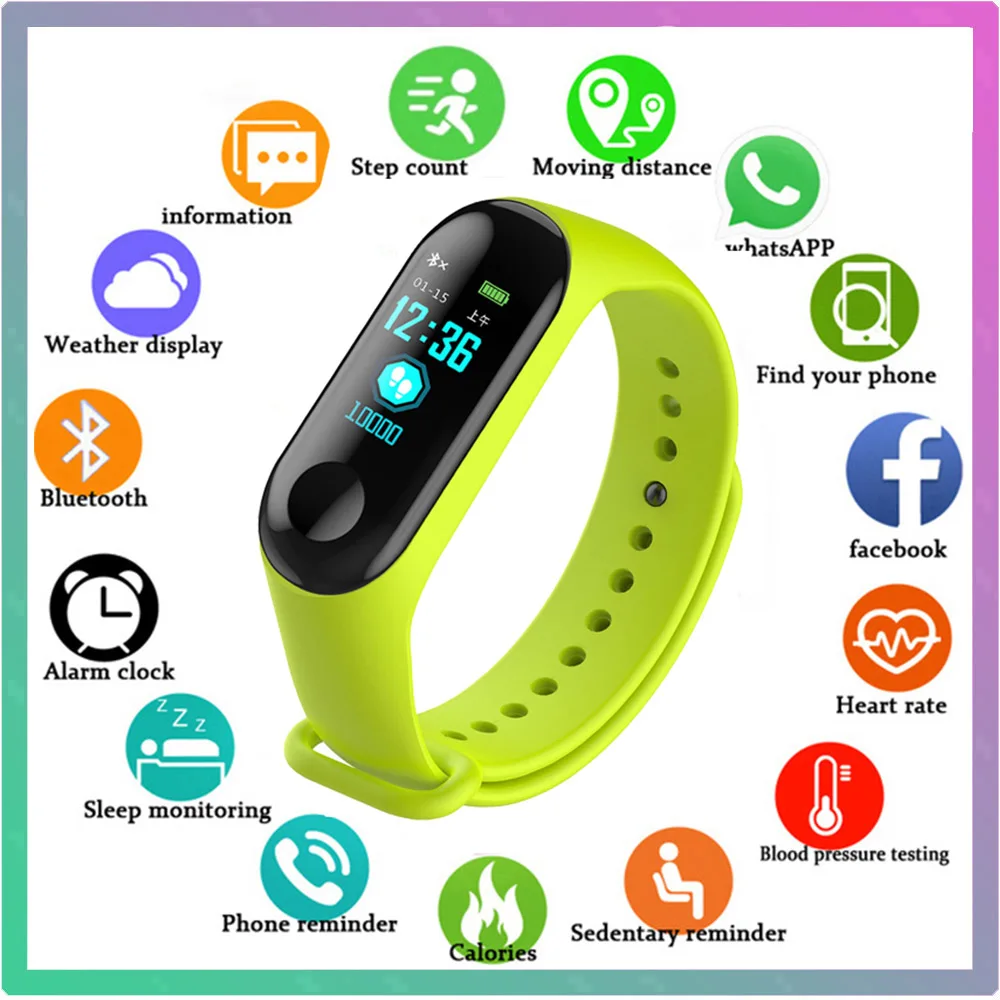 

Wristwatch Fitness M3 Color Screen Smart Sport Bracelet Activity Running Tracker Heart Rate For Children Men Women Watch Smart