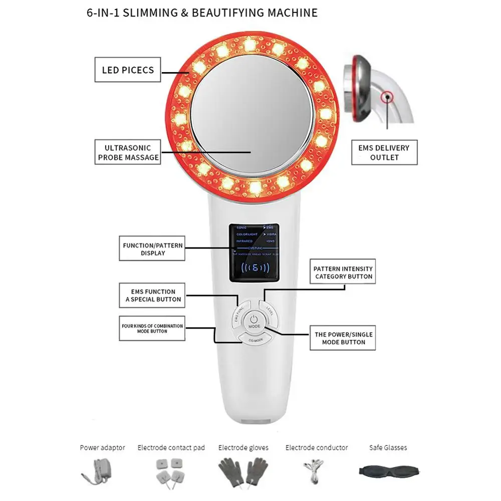 Koop Led Ultrasone Schoonheid Instrument Ems Lichaam Beeldhouwen Verstevigende Afslanken Massager Verlichten Verschillende Ziekten Reiniging Skins Cares