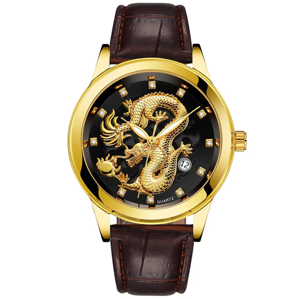 

Mens Gold Dragon Sculpture Quartz Watch Top Brand Luxury Men Watches Sports Military Male Wrist Watch Clock Relogio Masculino