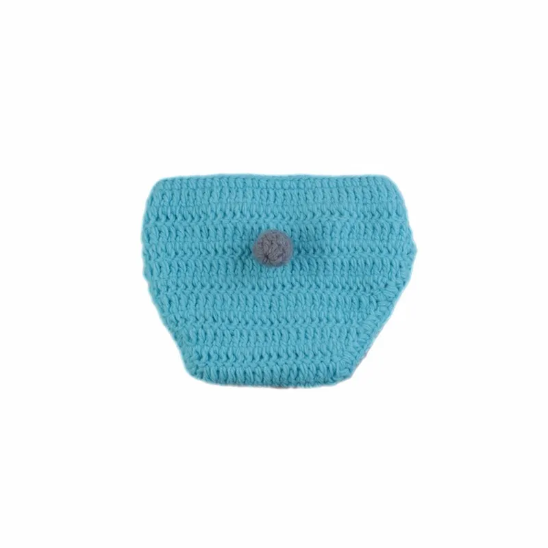 

2Pcs/Set 0-6months Handmade Knitted Photography Costume Dog Shape Cap And Diaper Cover Photo Props