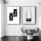 Нордическая черно-белая винтажная Картина на холсте с камерой для женщин современные минималистичные плакаты и принты для гостиной домашний декор