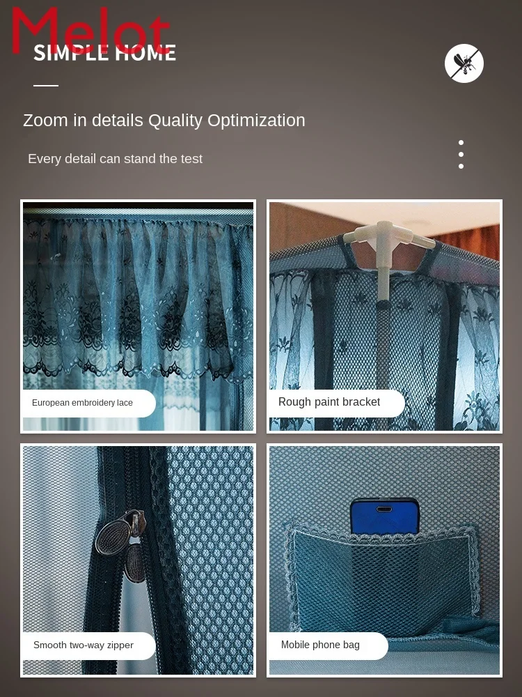 

Mongolian Bag Mosquito Net Household Baby Drop-Resistant Children Ultra-Fine-Meshed Thickening Installation-Free Zipper Fixed