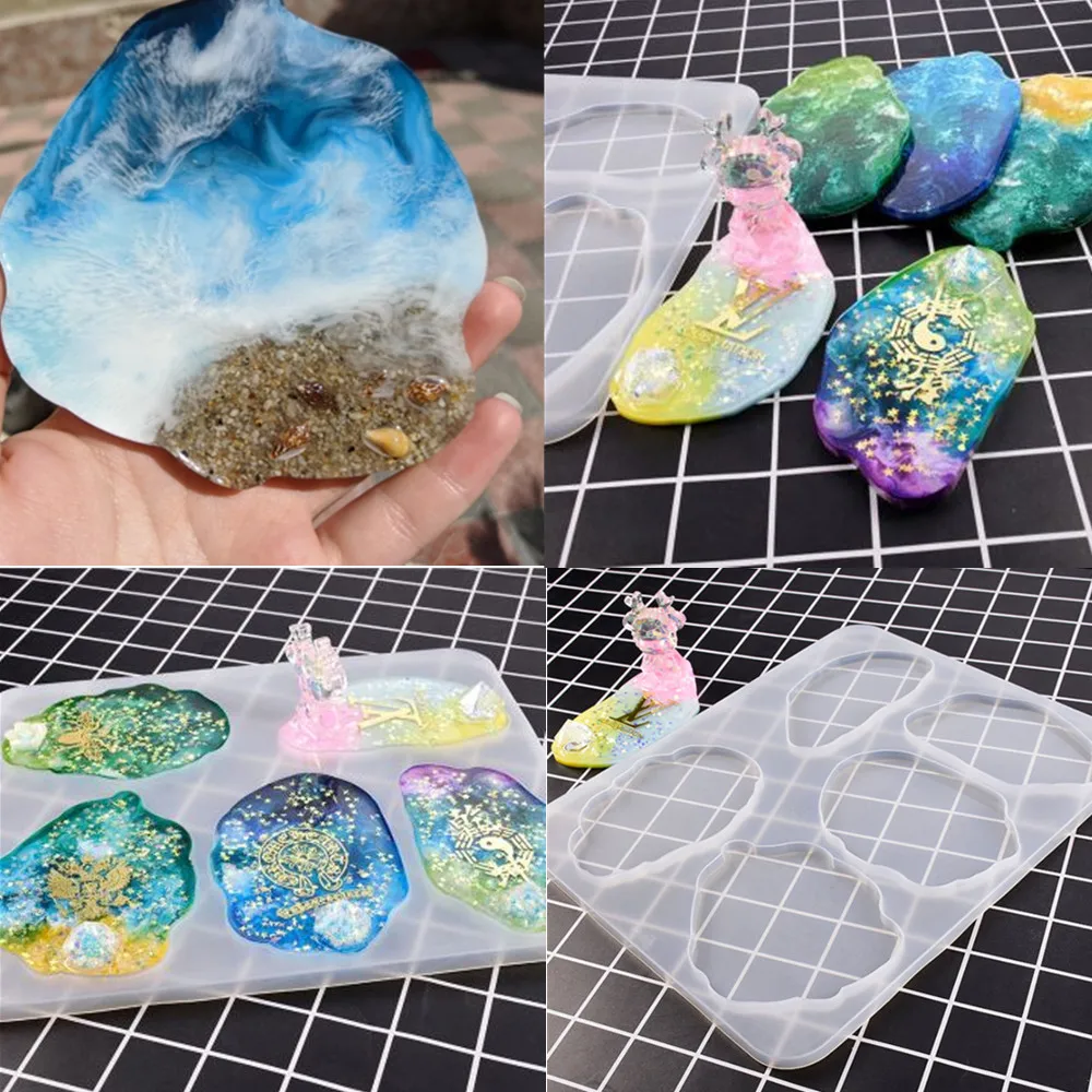 

Clear Irregular Cloud Shape Tea Coaster Epoxy Resin Molds For DIY Resin Epoxy Mold Silicone Jewelry Making Table Decoration