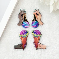 8pcs hand icecream charms flatback acrylic food jewlery findings for earring necklace diy making