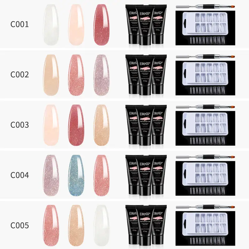 Elite99 5pcs/set Nail Gel Set 30ml Shimmer Polish Quick Building For Nails Extension Manicure Art Kit | Красота и здоровье
