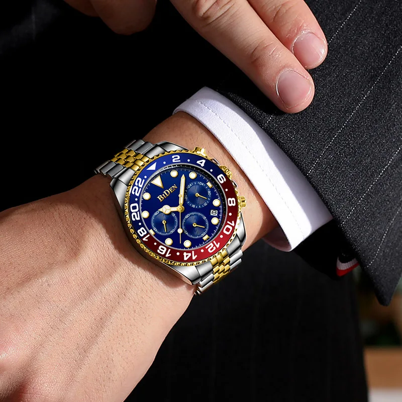 

Watch Men Luxury Brand Business Chronograph Men's Sports Clock Waterproof Stainless Steel Quartz Men's Watch Relogio Masculino