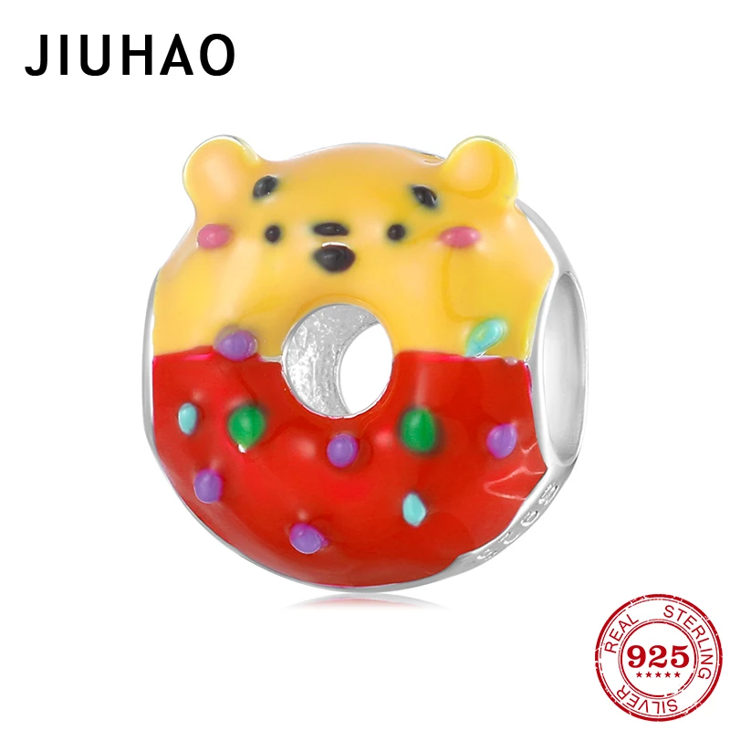Аутентичные 925 пробы серебра в виде милого медведя десерт пончик торт