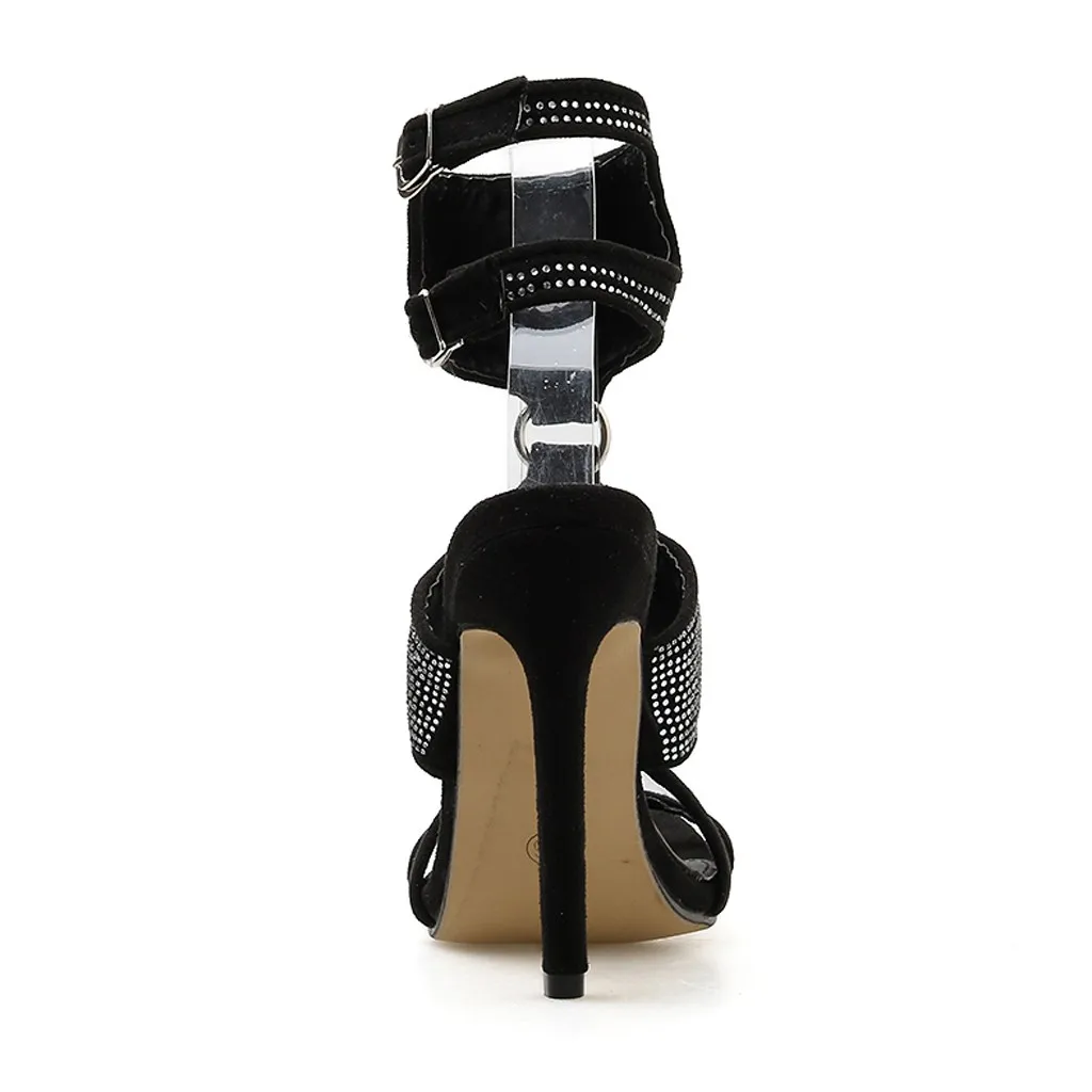 

Women Ladies Charm Bling Rhinestone Thin High Heel Sandals Shoes For Party Shoes Womans Plus Size High Heel Shoes