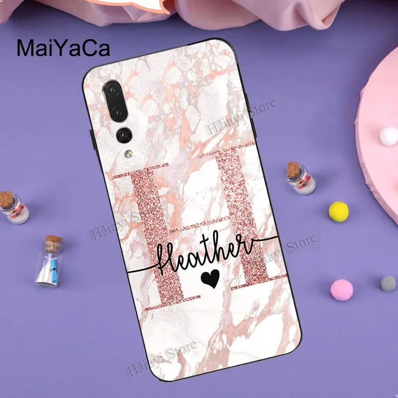 Чехол MaiYaCa с индивидуальными инициалами розовое золото для Huawei P30 Lite P10 P20 P40 Pro P Smart
