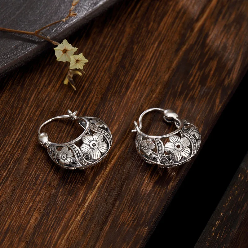 Женские серьги гвоздики из серебра 925 пробы в виде цветка|Серьги-гвоздики| |