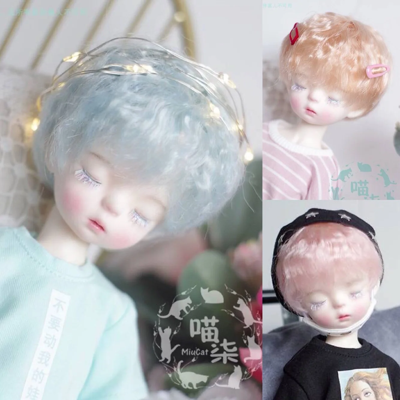 

Парик для куклы BJD, мягкий Шелковый гуашь, синий, оранжевый, короткие волосы, сломанный объем 1/3 1/4 1/6 BJD SD MSD YOSD, парики для куклы, аксессуары для...